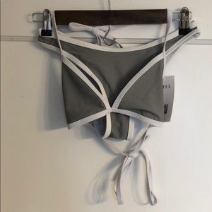 Zaful Grey & White Bikini Set